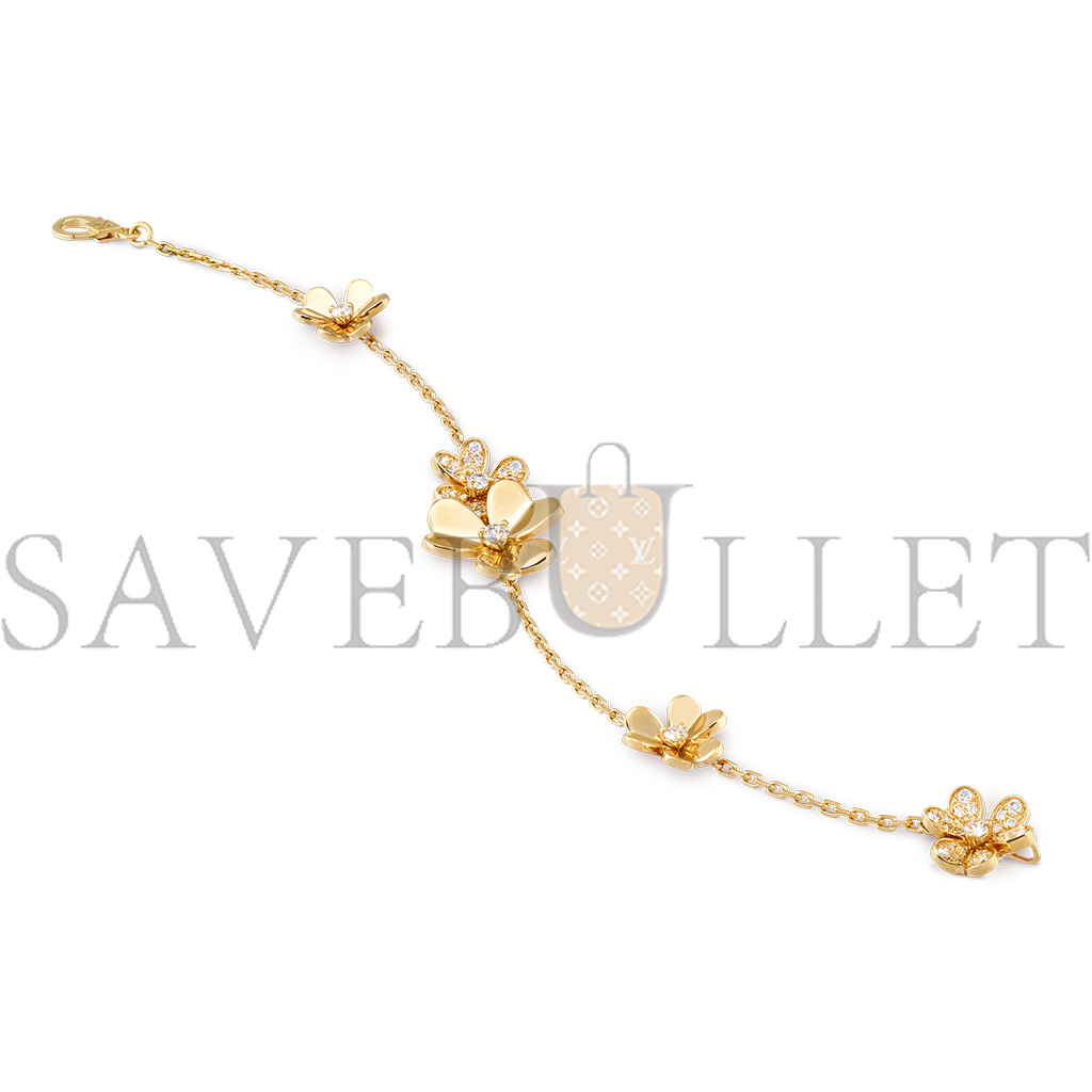 VAN CLEEF ARPELS FRIVOLE BRACELET, 5 FLOWERS - YELLOW GOLD, DIAMOND  VCARP3W400